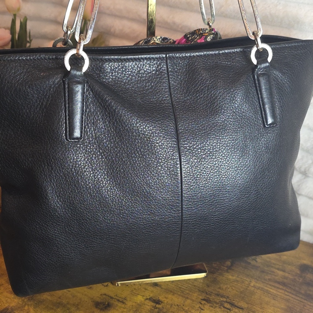 Coach Madison Black Pebble Leather Tote #26769 Includes Unbranded Purse Scarf - Picture 5 of 13